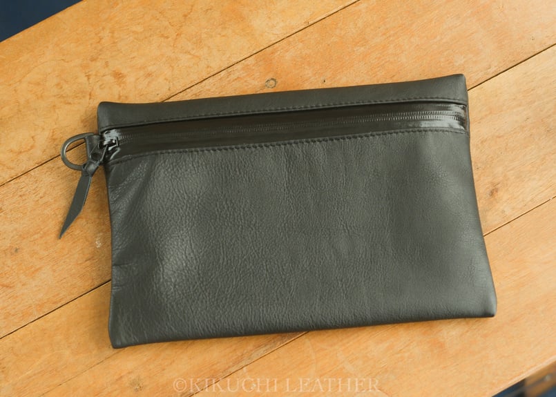 WATERPROOF LEATHER》ジップポーチ ブラック | KIKUCHI LEATHER