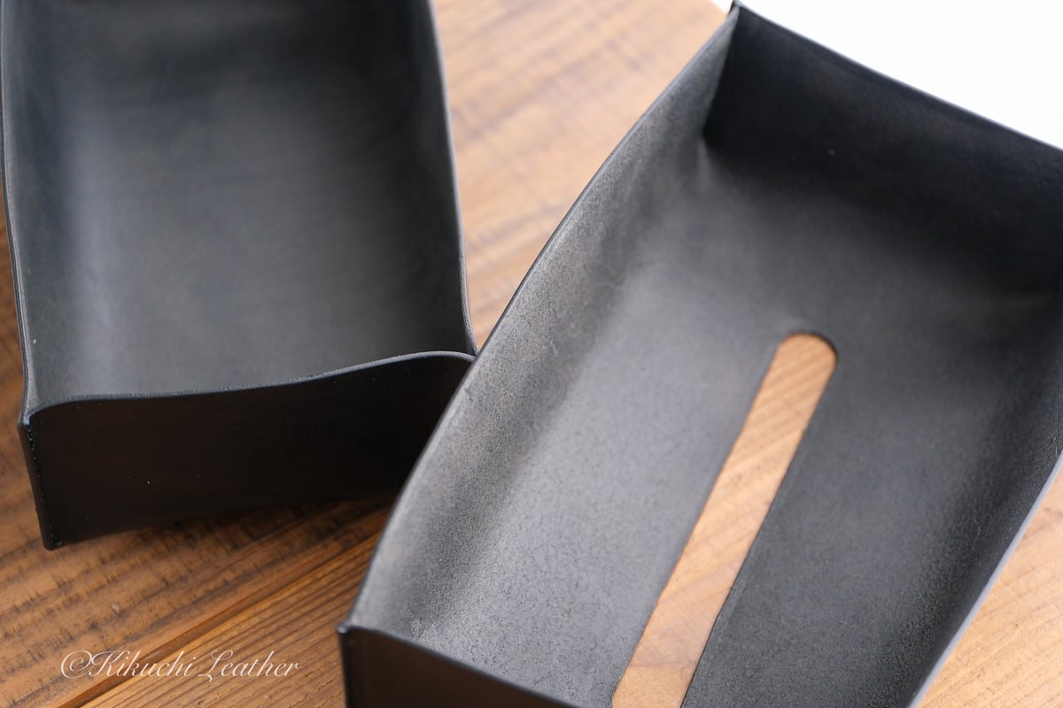 一点限り《RIVER》レザーティッシュボックスケース Black le090 | KIKUC