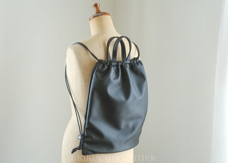 《WATERPROOF LEATHER》レザーナップサック　black