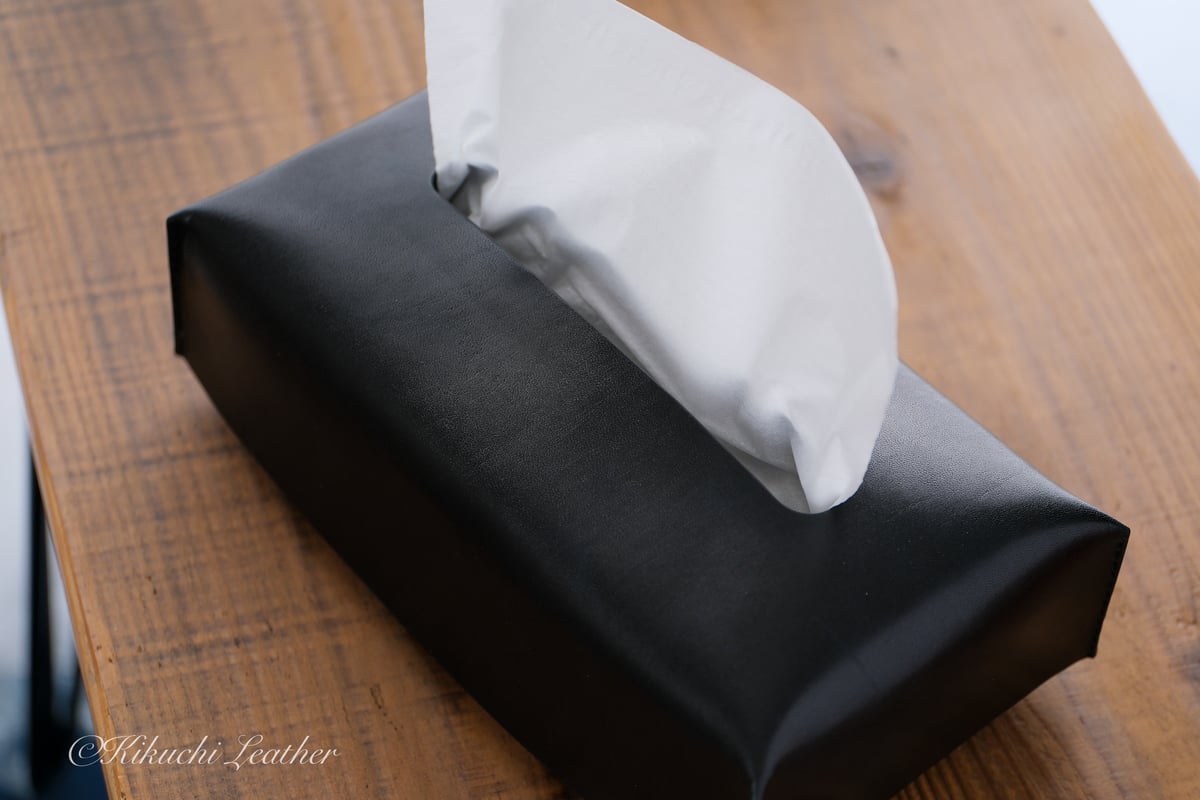 RIVER》レザーティッシュボックスケース Black | KIKUCHI LEATHER