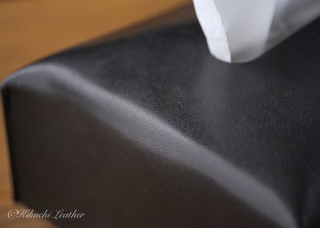 一点限り《RIVER》レザーティッシュボックスケース　Black  le090