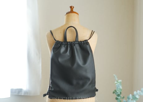 《WATERPROOF LEATHER》レザーナップサック　black