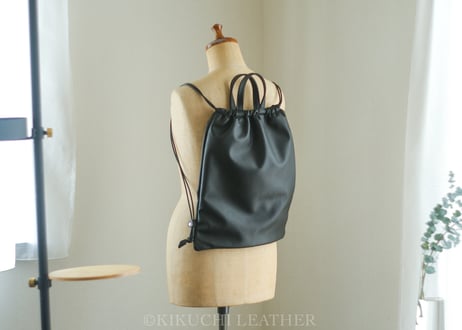 《WATERPROOF LEATHER》レザーナップサック　black