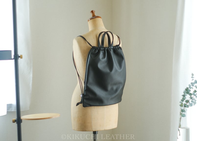 WATERPROOF LEATHER》レザーナップサック black | KIKUCHI L