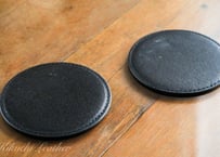 一点仕立て《Bridle Leather》レザーコースター　ブラック　2枚セット LE165