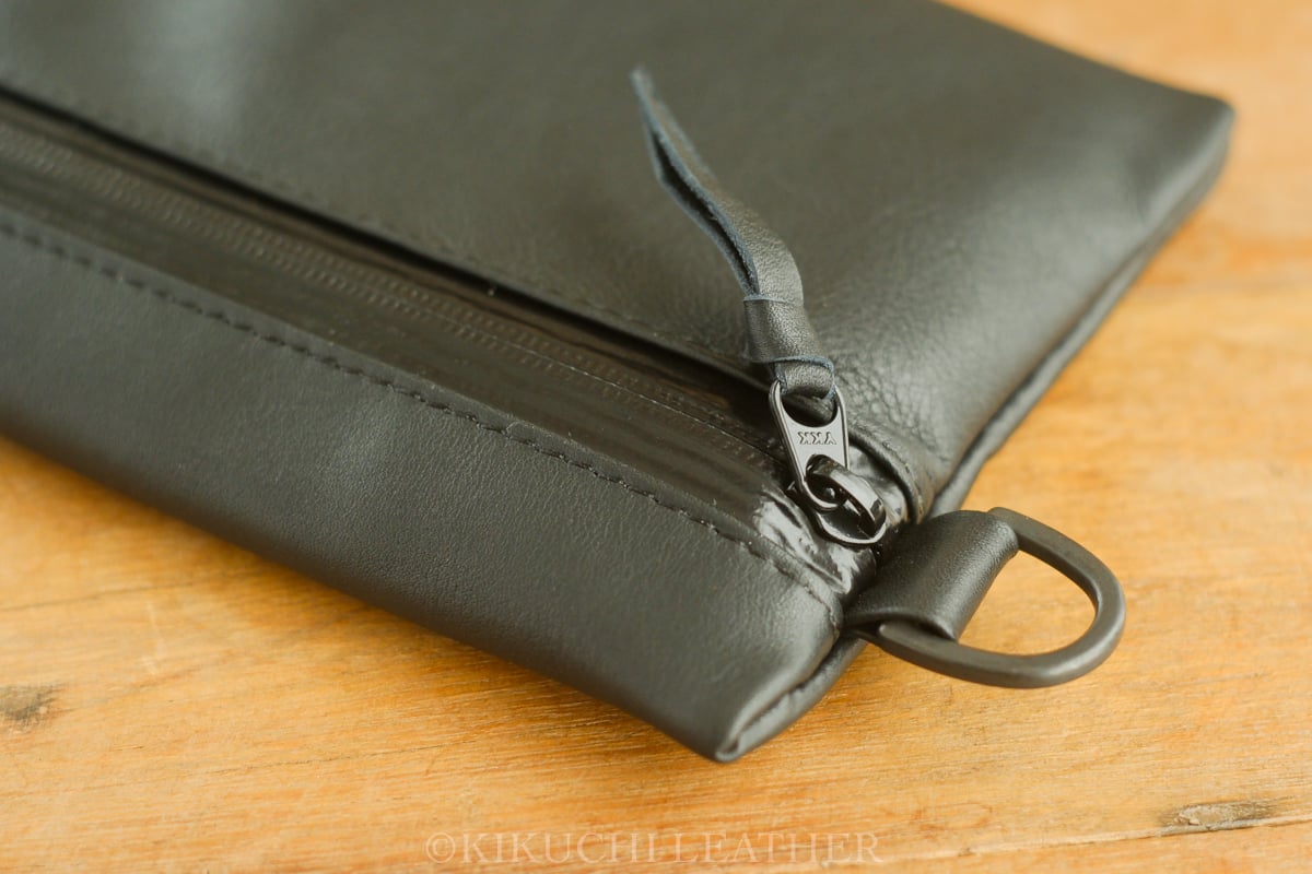 WATERPROOF LEATHER》ジップポーチ ブラック | KIKUCHI LEATHER