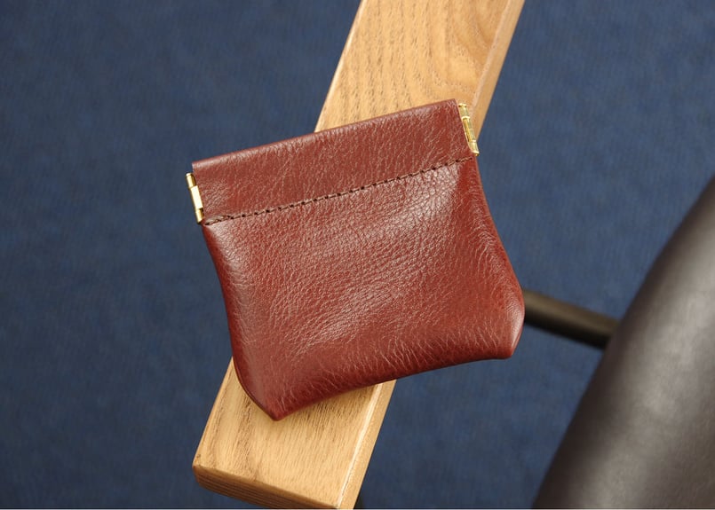 ◇数量限定◇《牛ヌメ革・シュリンク》バネ口コインケース ブラウン