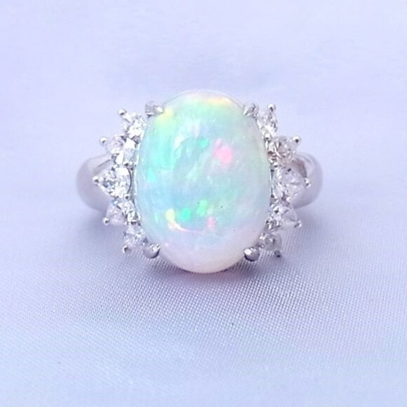 Ptホワイトオパールダイヤモンドリングb6797 | まいにちジュエリー