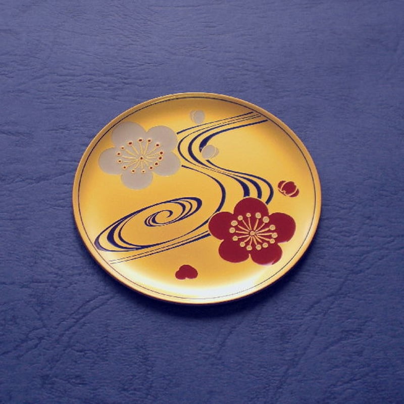 七宝焼 飾皿 光琳 紅白梅 明る