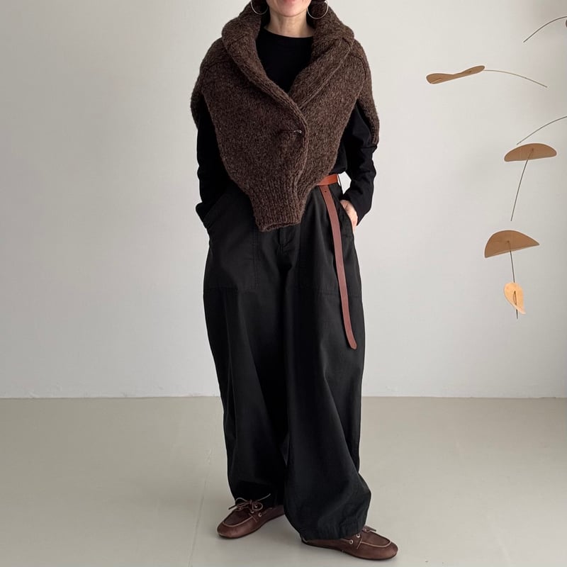 WOOL ALPACA HAND KNIT POPPY PULLOVER/D.CHOCO |