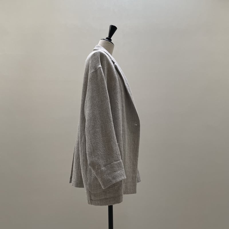 SHETLAND WOOL LINEN SOFT TWIST JACKET/GRAGE | A...