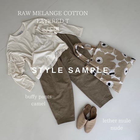 RAW MELANGE COTTON JERSEY   Layered Long T-shirt　【ECRU】