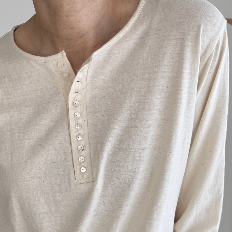 トップス iasof cotton henry neck OLD-NEP COTTON SILK MODEST Henry Neck T-shirt