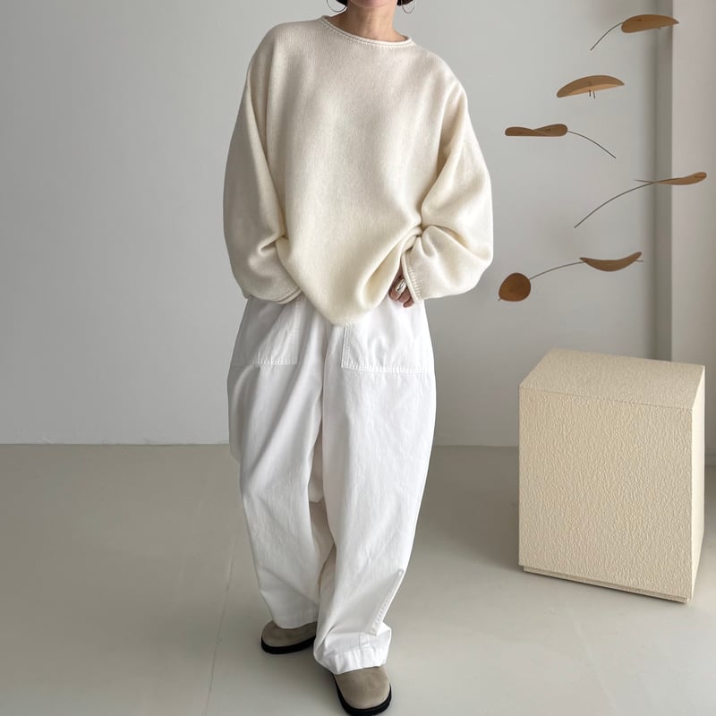 トップス ARGUE WOOL CASHMERE SWEAT-KNIT PULLOVER WOOL CASHMERE SWEAT-KNIT PULLOVER / APRICOT ORA