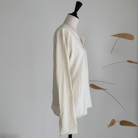 OLD-NEP COTTON SILK MODEST  Henry Neck T-shirt
