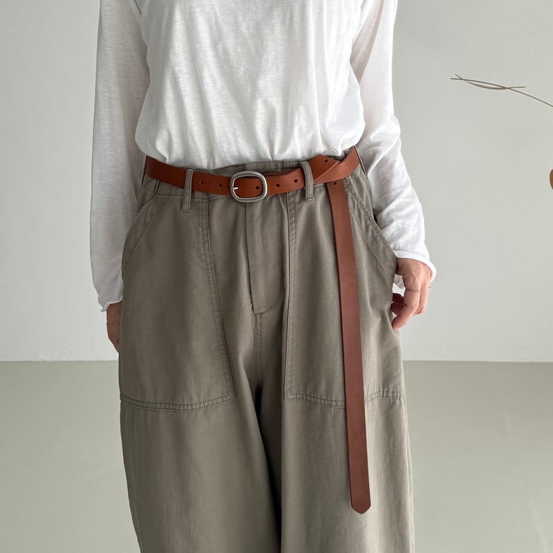 新品ARGUE LONG LETHER BELTベルト beige（nume） 新品ARGUE LONG LETHER BELTベルト beige（nume） レディース