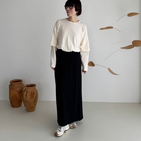 RAW MELANGE COTTON JERSEY   Layered Long T-shirt　【ECRU】