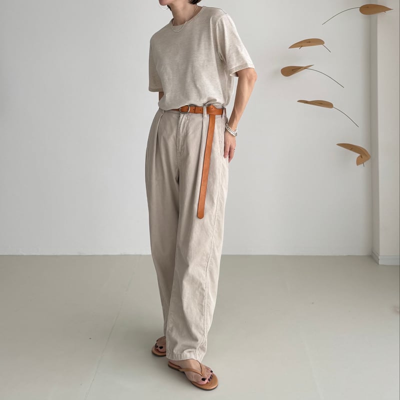 ORGANIC COTTON HEMP BORDER T-SHIRTS/BEIGE | ARGUE