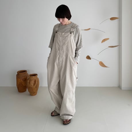 RAW MELANGE COTTON JERSEY   Layered Long T-shirt  【MOKU-GRAY】