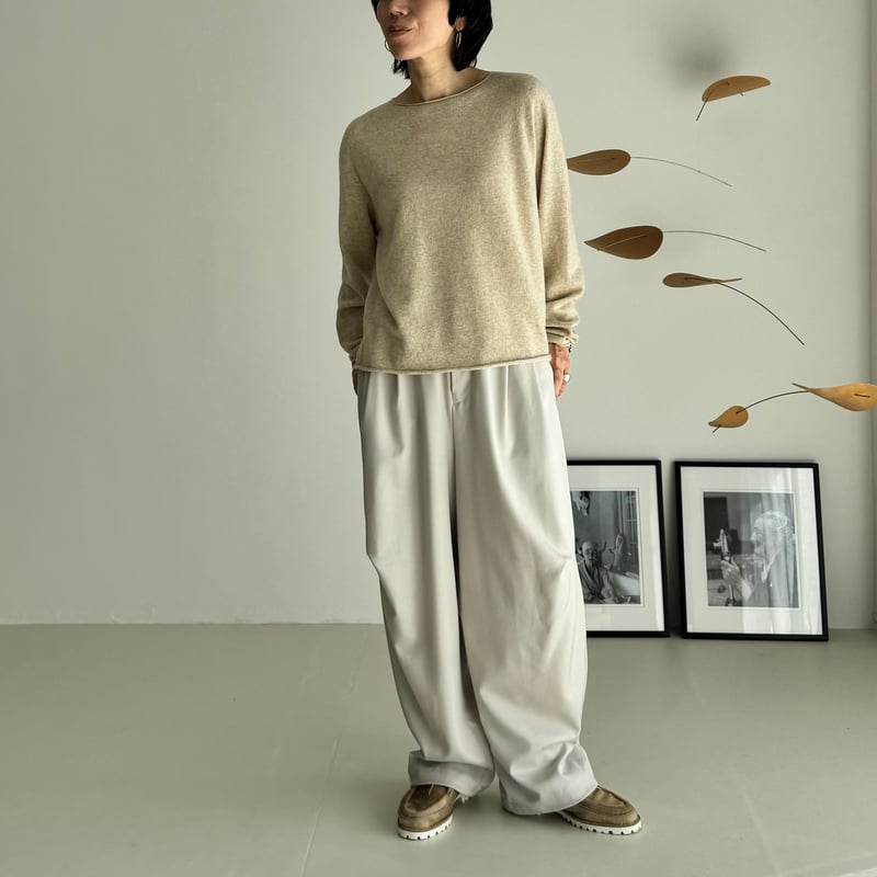 WOOL WIDE TUCK PANTS/WARM CREAM | ARGUE