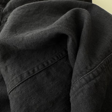 LINEN COTTON DENIM SHIRT PULLOVER / BLACK