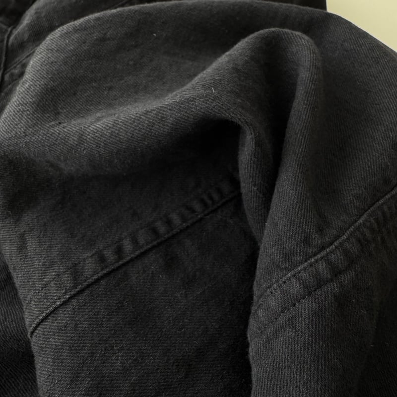 LINEN COTTON DENIM SHIRT PULLOVER / BLACK | ARGUE