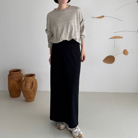 RAW MELANGE COTTON JERSEY   Layered Long T-shirt  【MOKU-GRAY】