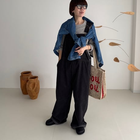 CORDUROY OVERALL  /CHACOAL NAVY