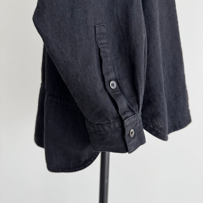 LINEN COTTON DENIM SHIRT PULLOVER / BLACK | ARGUE