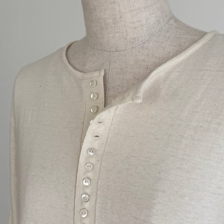 OLD-NEP COTTON SILK MODEST  Henry Neck T-shirt
