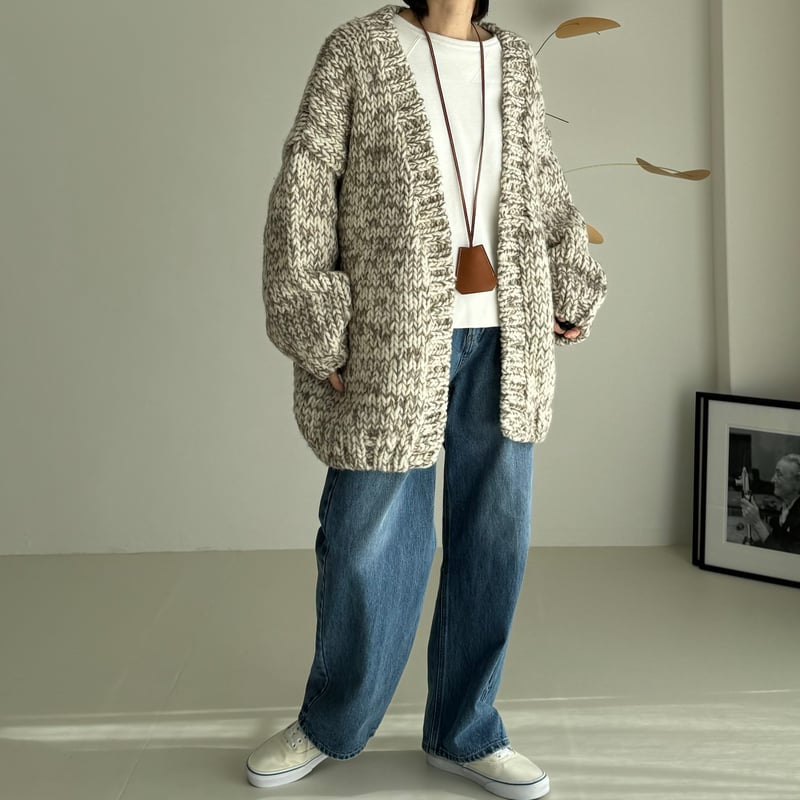 argue wool アルパカハンドニット L/GRAY アルパカハンドニット