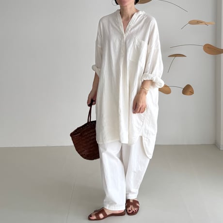 LINEN COTTON DENIM SHIRT TUNIC