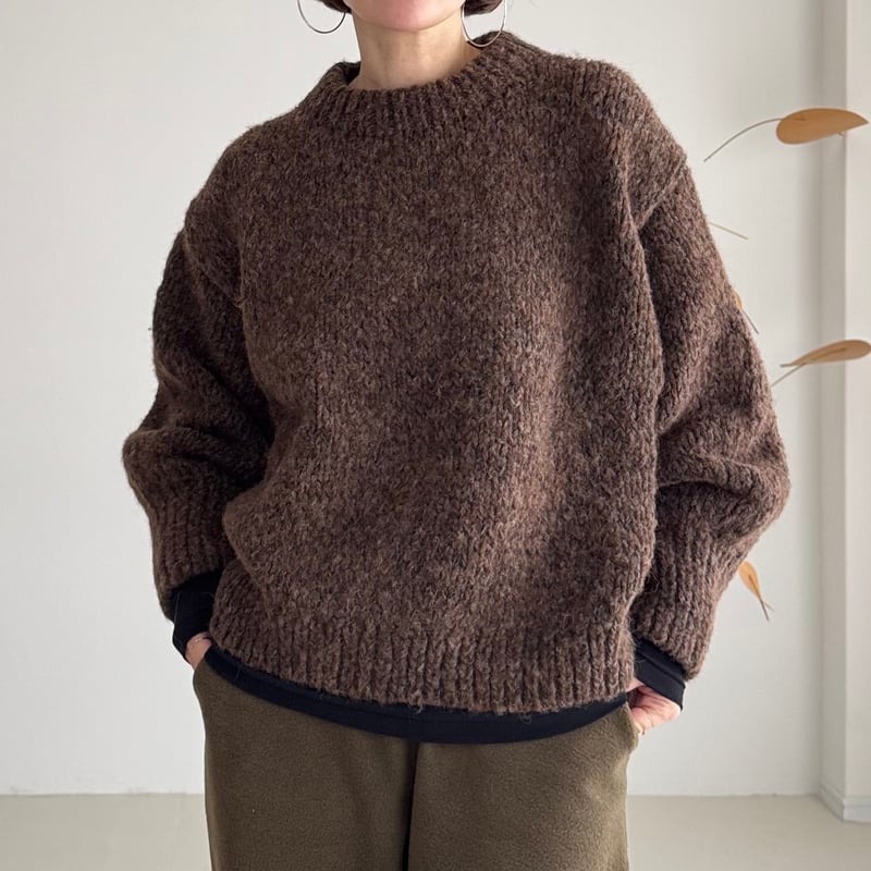 トップス WOOL ALPACA HAND KNIT POPPY PULLOVER WOOL ALPACA HAND KNIT POPPY PULLOVER/D.CHOCO |