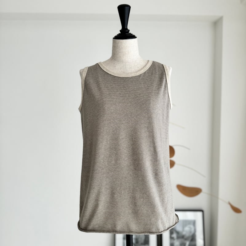 ORGANIC COTTON HEMP BORDER TANK-TOP/GRAY | ARGUE