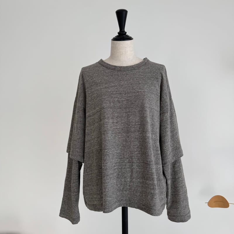 トップス RAW MELANGE COTTON JERSEY Layered T RAW MELANGE COTTON JERSEY Layered Long T-shir