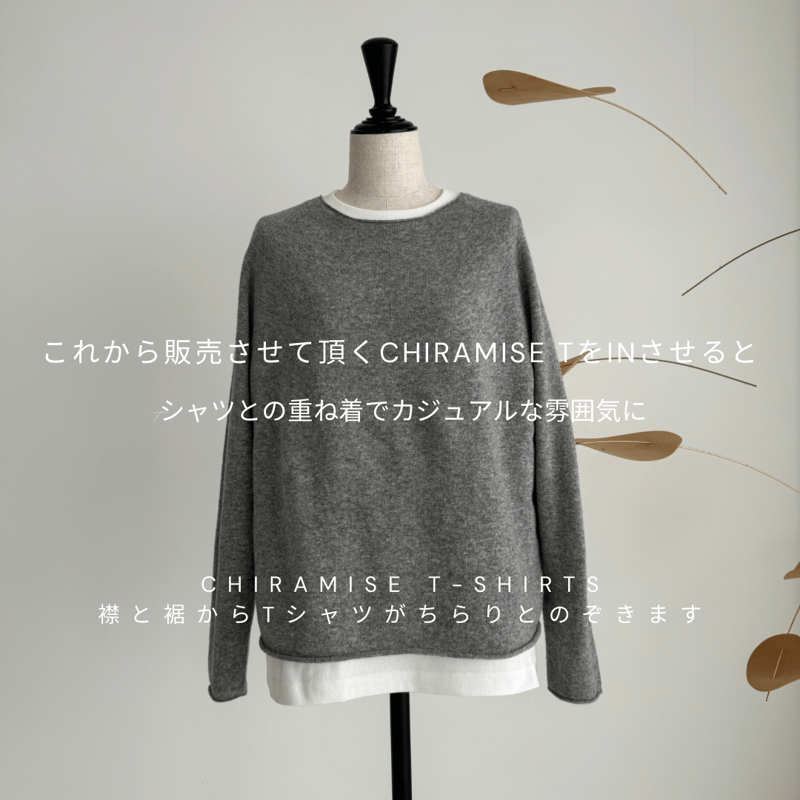 argue スーパーエクストラファインラムウールTシャツニットグレー