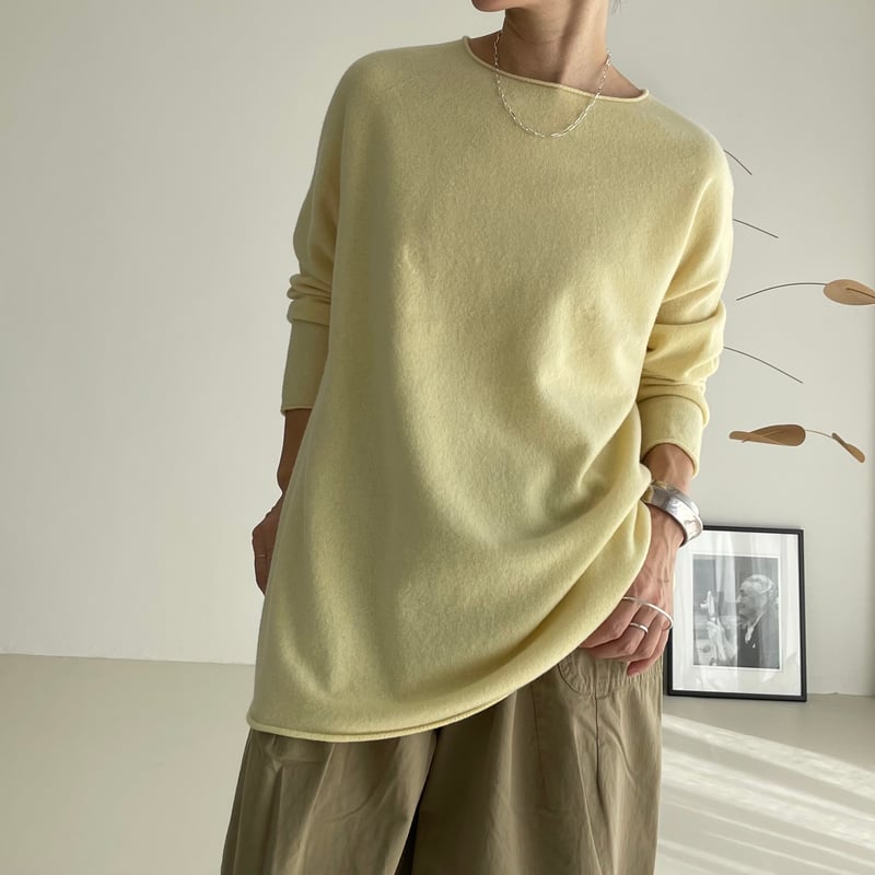 WOOL T-SHIRT HOLE KNIT/LEMONフリーサイズ - ニット/セーター