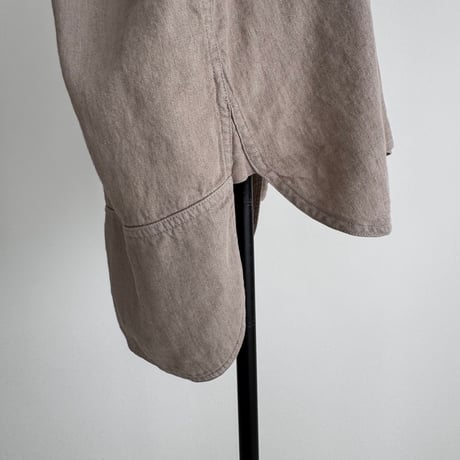 LINEN COTTON DENIM SHIRT PULLOVER / MAUVE BEIGE
