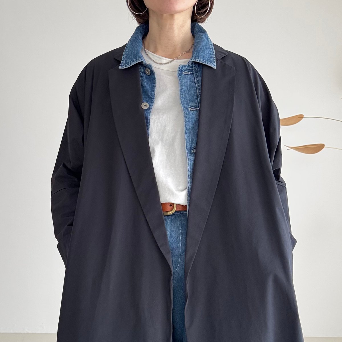 ESSENTIAL WIDE OVER TRENCH COAT/DARK NAVY |