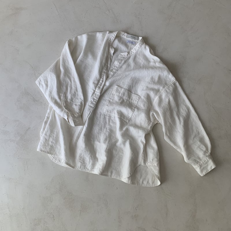 LINEN COTTON DENIM SHIRT PULLOVER/WHITE | ARGUE
