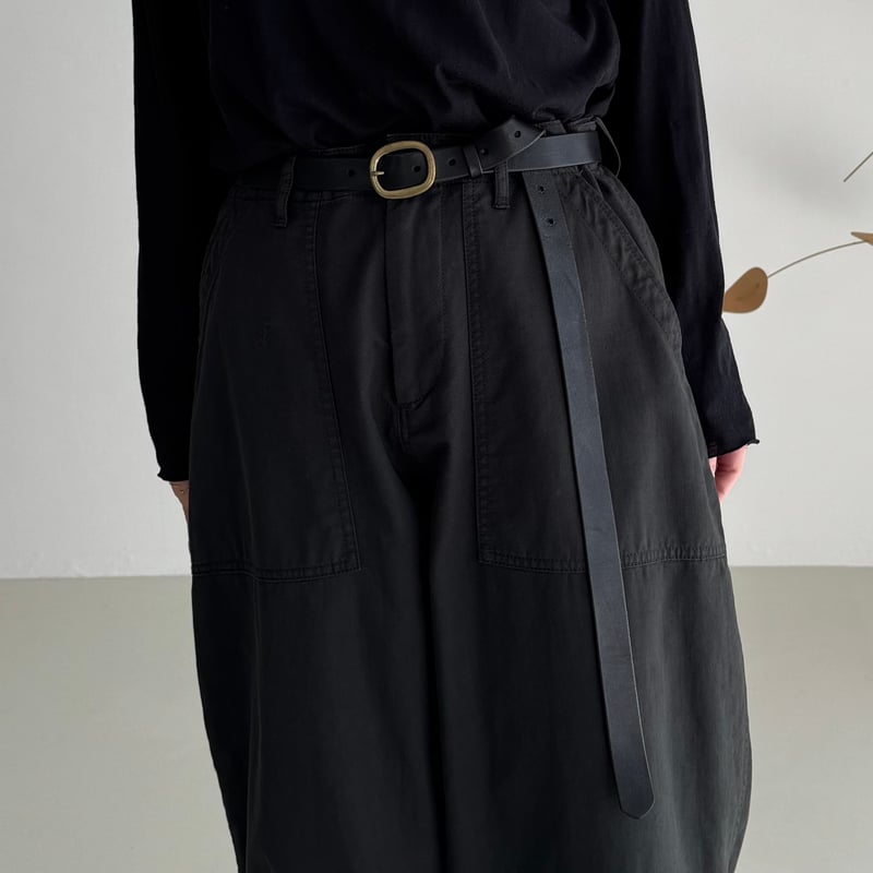 今季argue アーギュー/BUFFY VINTAGE PANTS LONG LETHER BELT/BLACK | ARGUE
