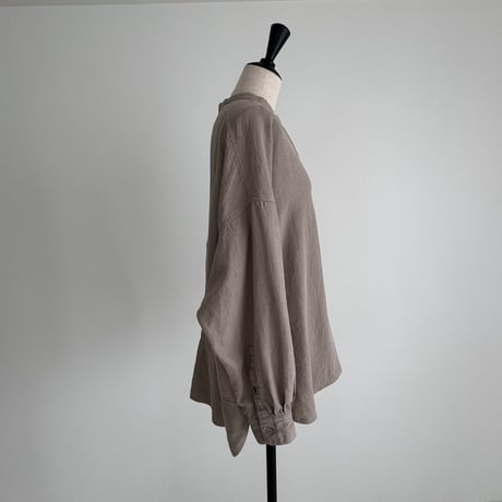 LINEN COTTON DENIM SHIRT PULLOVER / MAUVE BEIGE