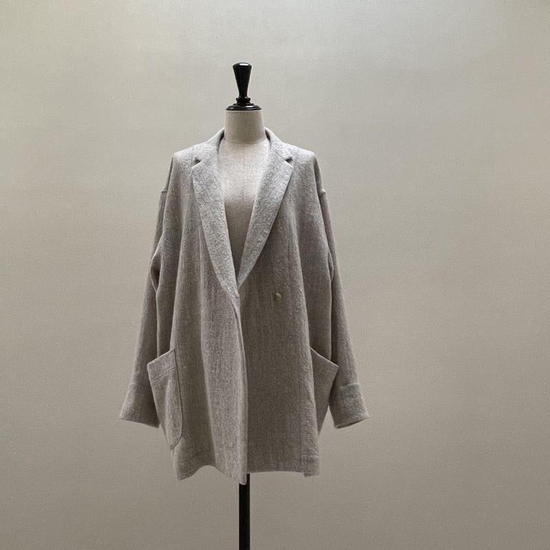 SHETLAND WOOL LINEN SOFT TWIST JACKET/GRAGE | A...