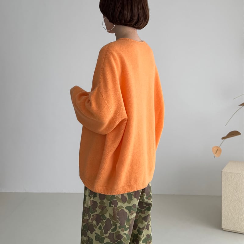 WOOL CASHMERE SWEAT-KNIT PULLOVER / APRICOT ORA