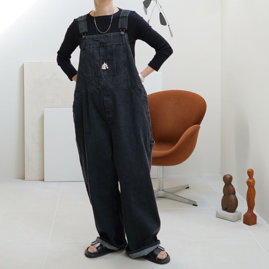 在庫処分アウトレット 23SS 完売 ARGUE OVERSIZED OVERALL DENIM 黒