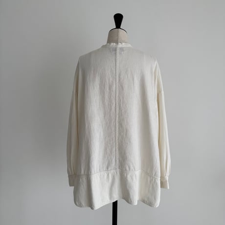 LINEN COTTON DENIM SHIRT PULLOVER/WHITE