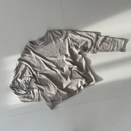 RAW MELANGE COTTON JERSEY   Layered Long T-shirt  【MOKU-GRAY】