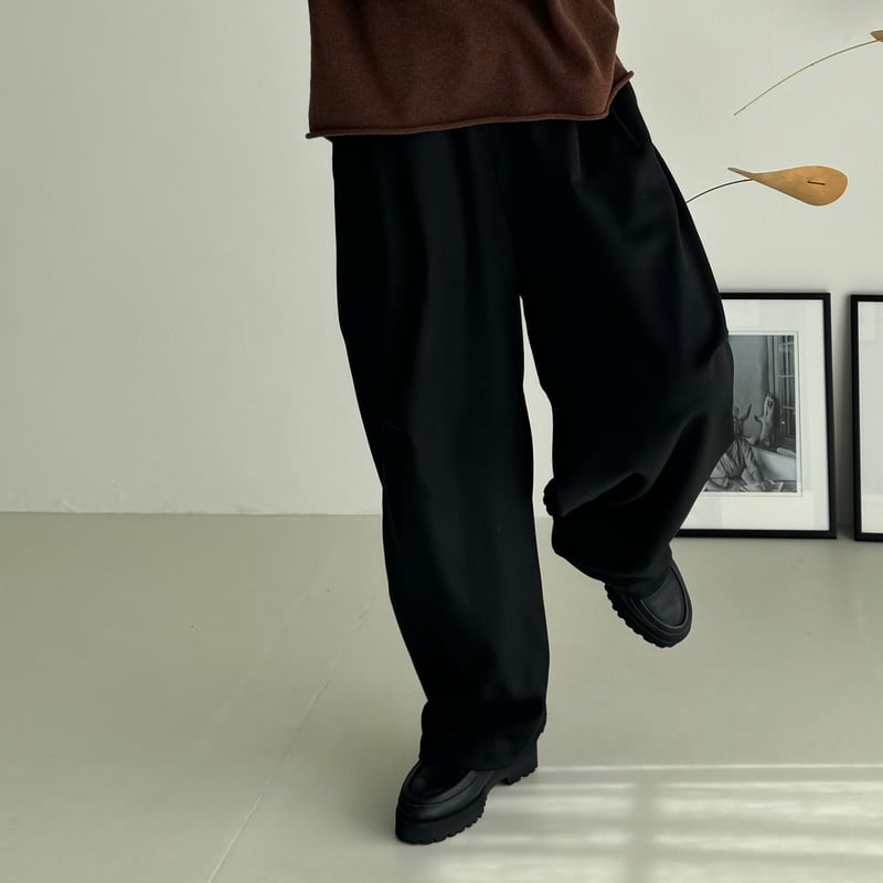 WOOL WIDE TUCK PANTS/BLACK | ARGUE WOOL WIDE TUCK PANTS/BLACK | ARGUE