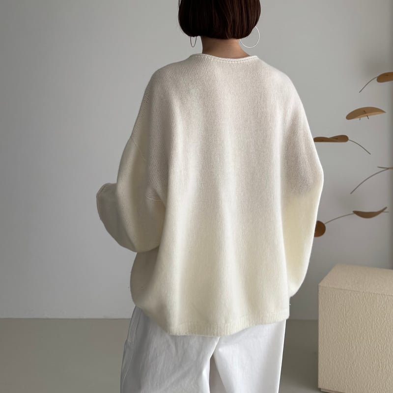 トップス ARGUE WOOL CASHMERE SWEAT-KNIT PULLOVER WOOL CASHMERE SWEAT-KNIT PULLOVER / APRICOT ORA