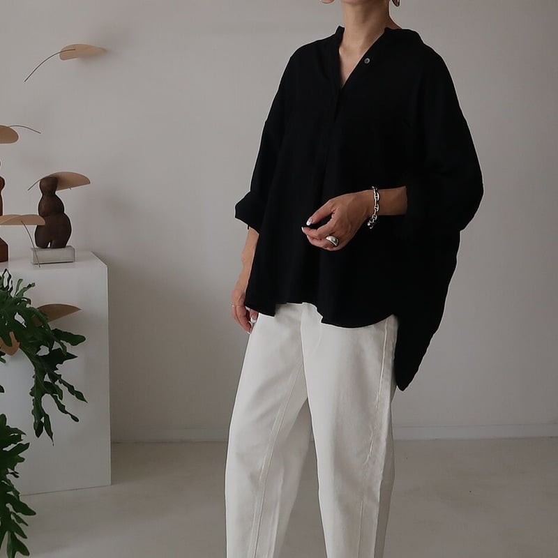 ARGUE リネンコットンデニムシャツプルオーバー　BLACK サイズ2 LINEN COTTON DENIM SHIRT PULLOVER / BLACK | ARGUE